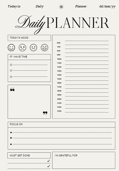 Download a free daily planner