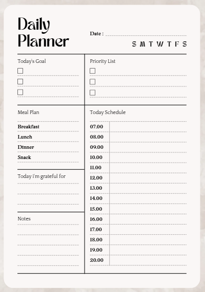Download a free daily planner